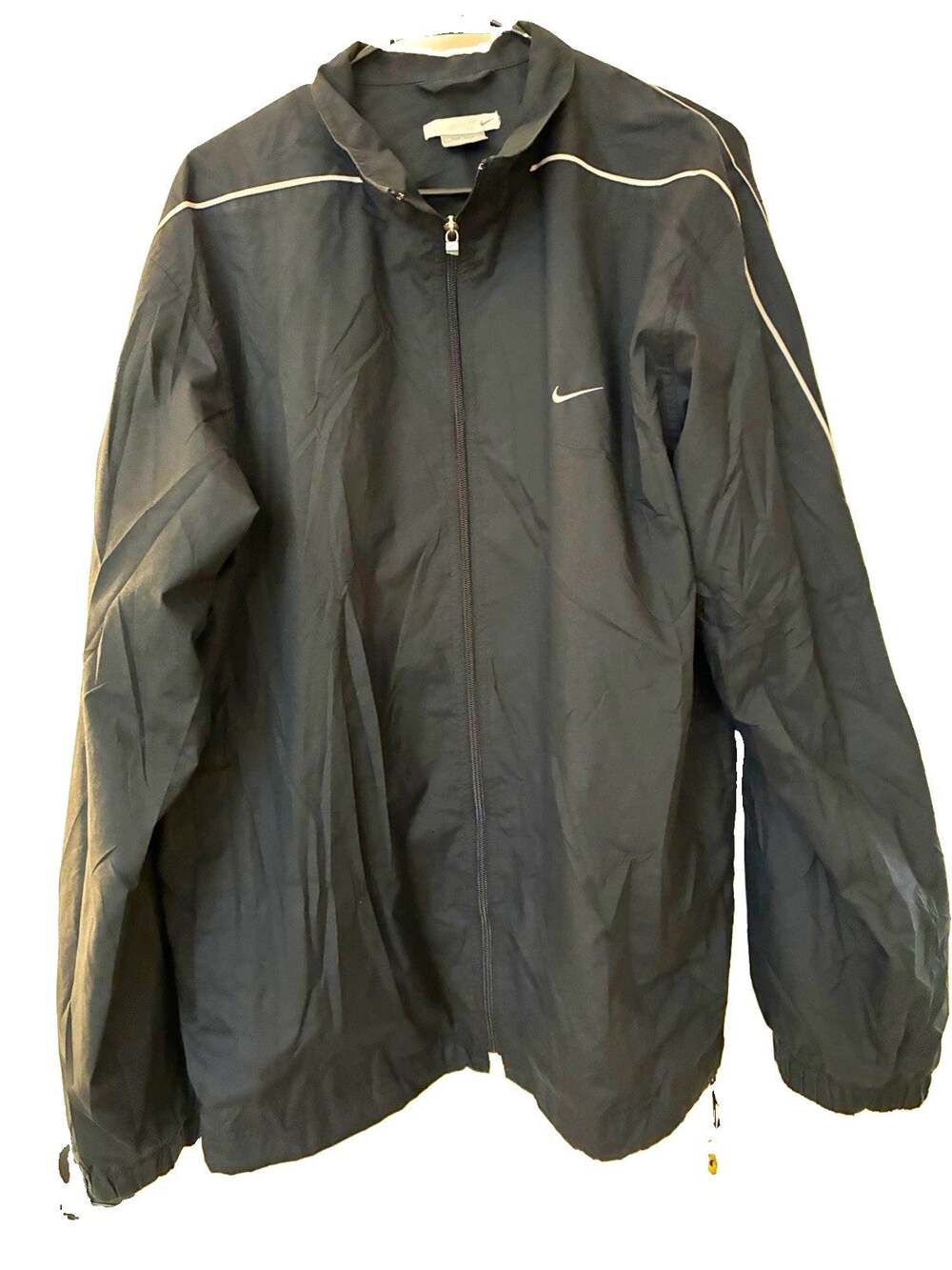 Vintage Nike Silver Tag Full Zip Windbreaker Jacket Black Mens XL Embroidered